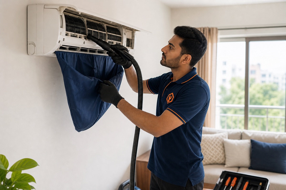 The Fix Nation technician repairing an AC