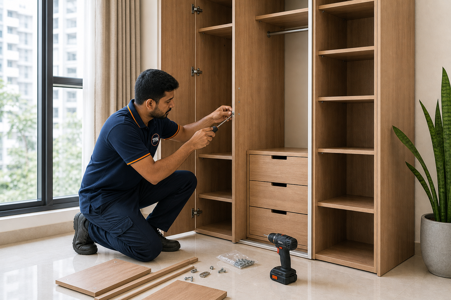 The Fix Nation worker assembling wardrobe furniture